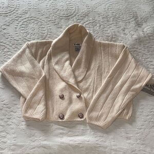 Vinatge BNWT De Rothchild Cream Double-Breasted Shawl Collar Women’s Sweater L